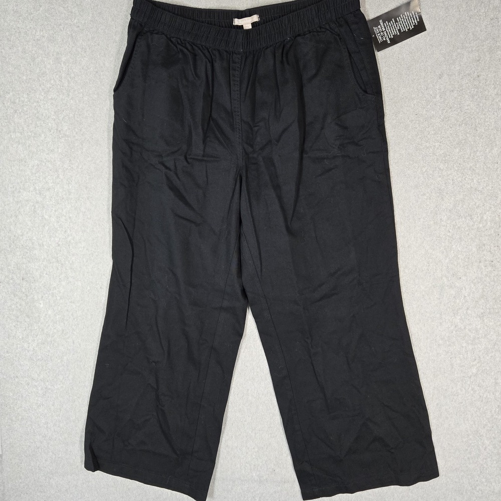 Woman Within Women Pants 20W Black 29" Inseam Pockets Elastic Waist NWT